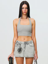Compass Wild Tarpan Denim Mini Skirt Gray - CHINASQUAD