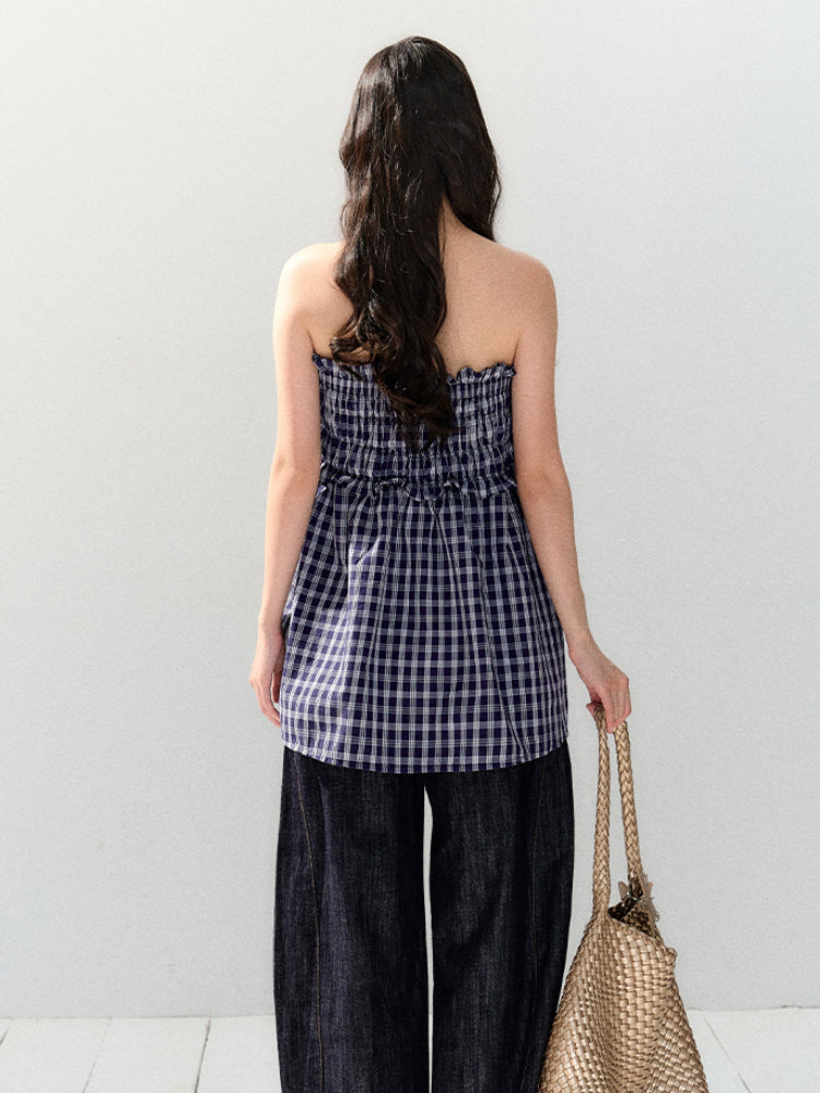 Plaid Strapless Tube Top Dress - CHINASQUAD