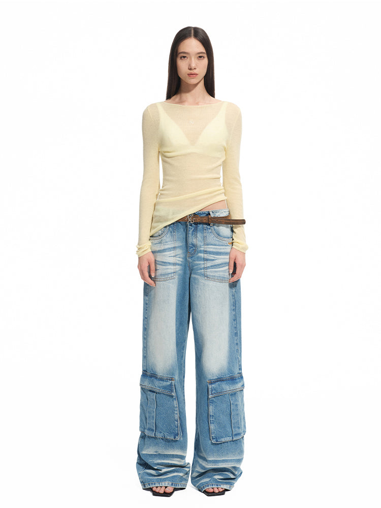 Wool Thin Crewneck Long-sleeve Blouse - CHINASQUAD