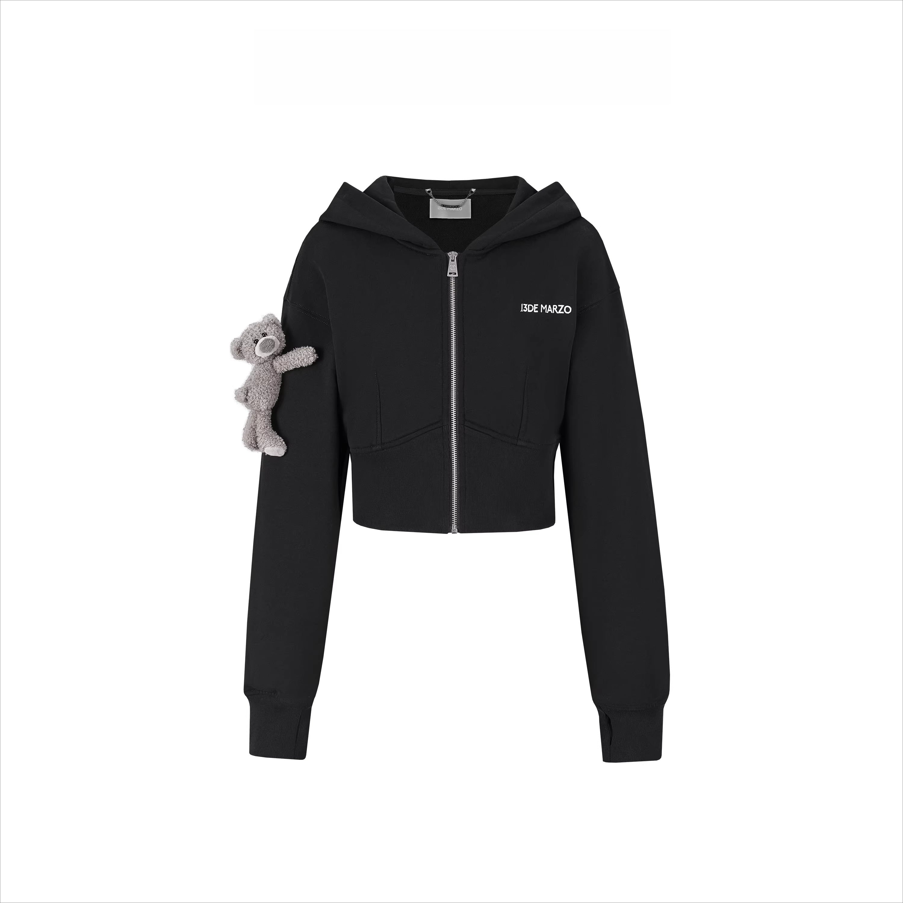 Slim-Fit Cropped Hooded Sweatshirt