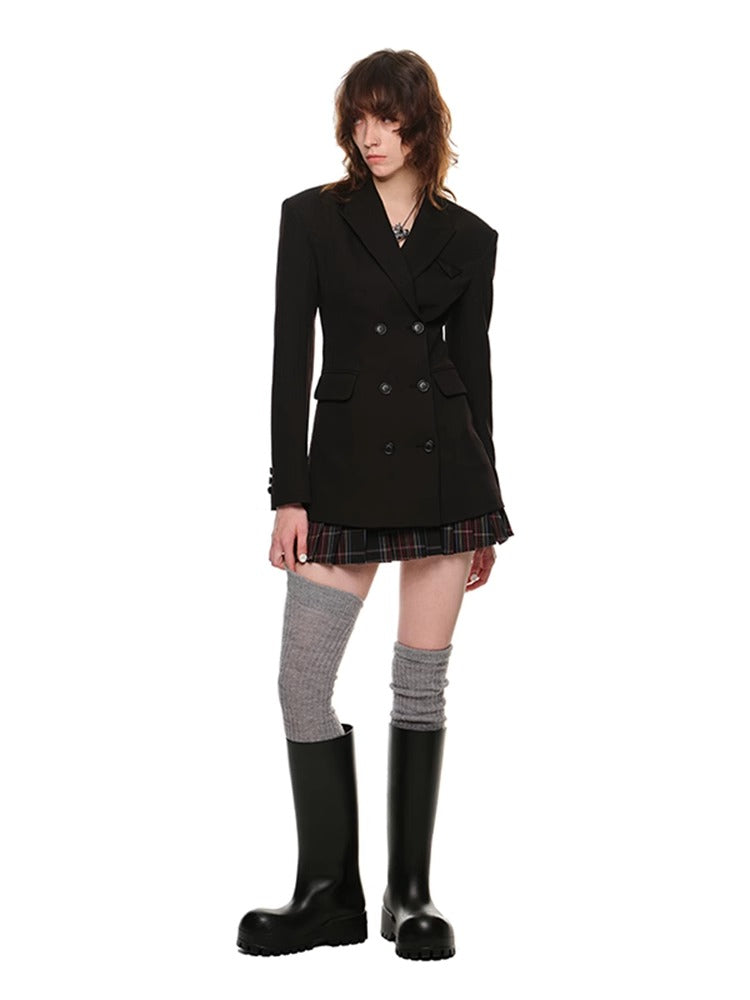 Black & Gray Blazer Dress - CHINASQUAD