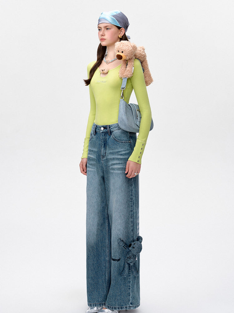 Handwritten Logo Pocket Straight Leg Jeans - CHINASQUAD