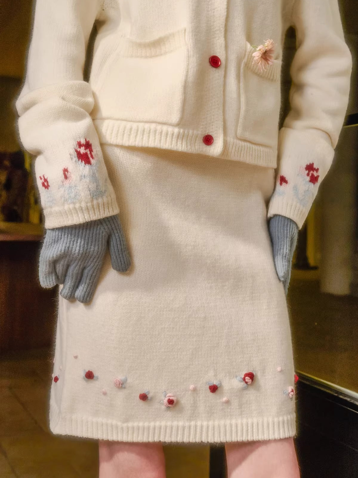 Wool-Blend Embroidered Knit Set