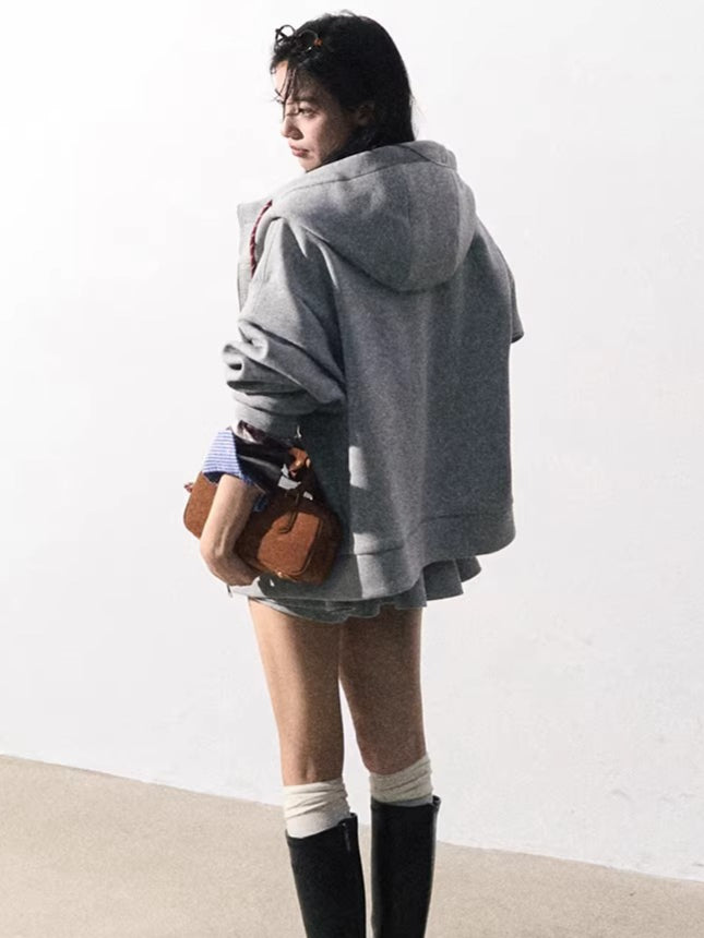 Miu-Inspired Varsity Sweatshirt & Skirt Set