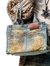Distressed Printed Denim Tote Bag - CHINASQUAD
