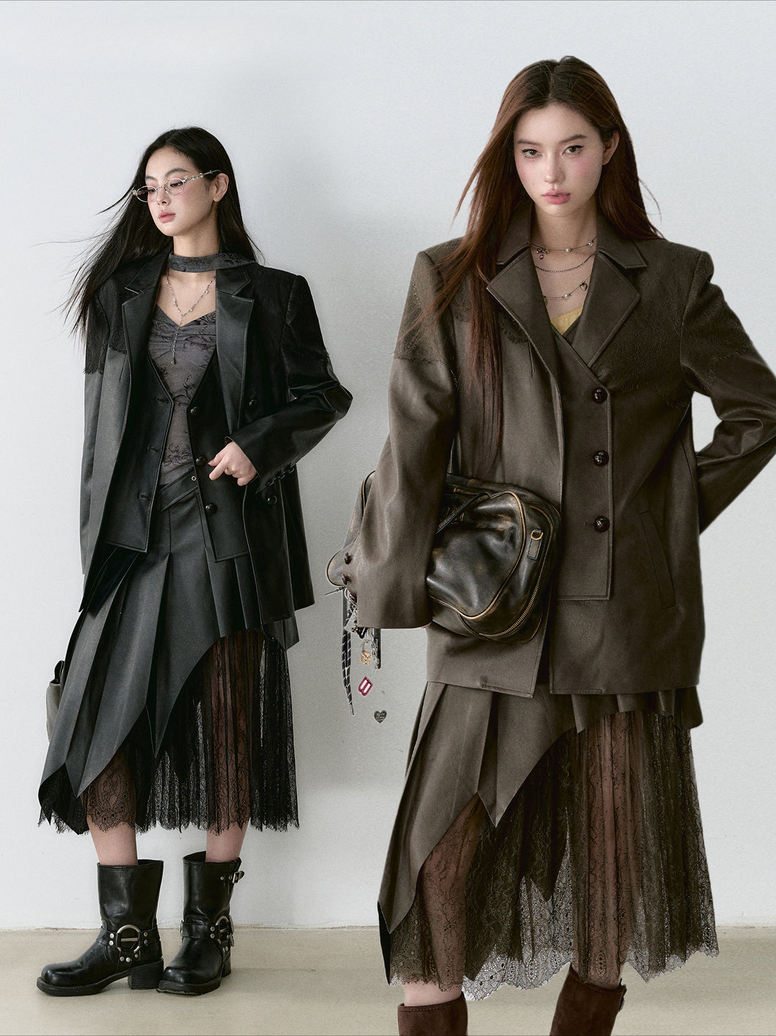 Structured Laced Leather Blazer - CHINASQUAD