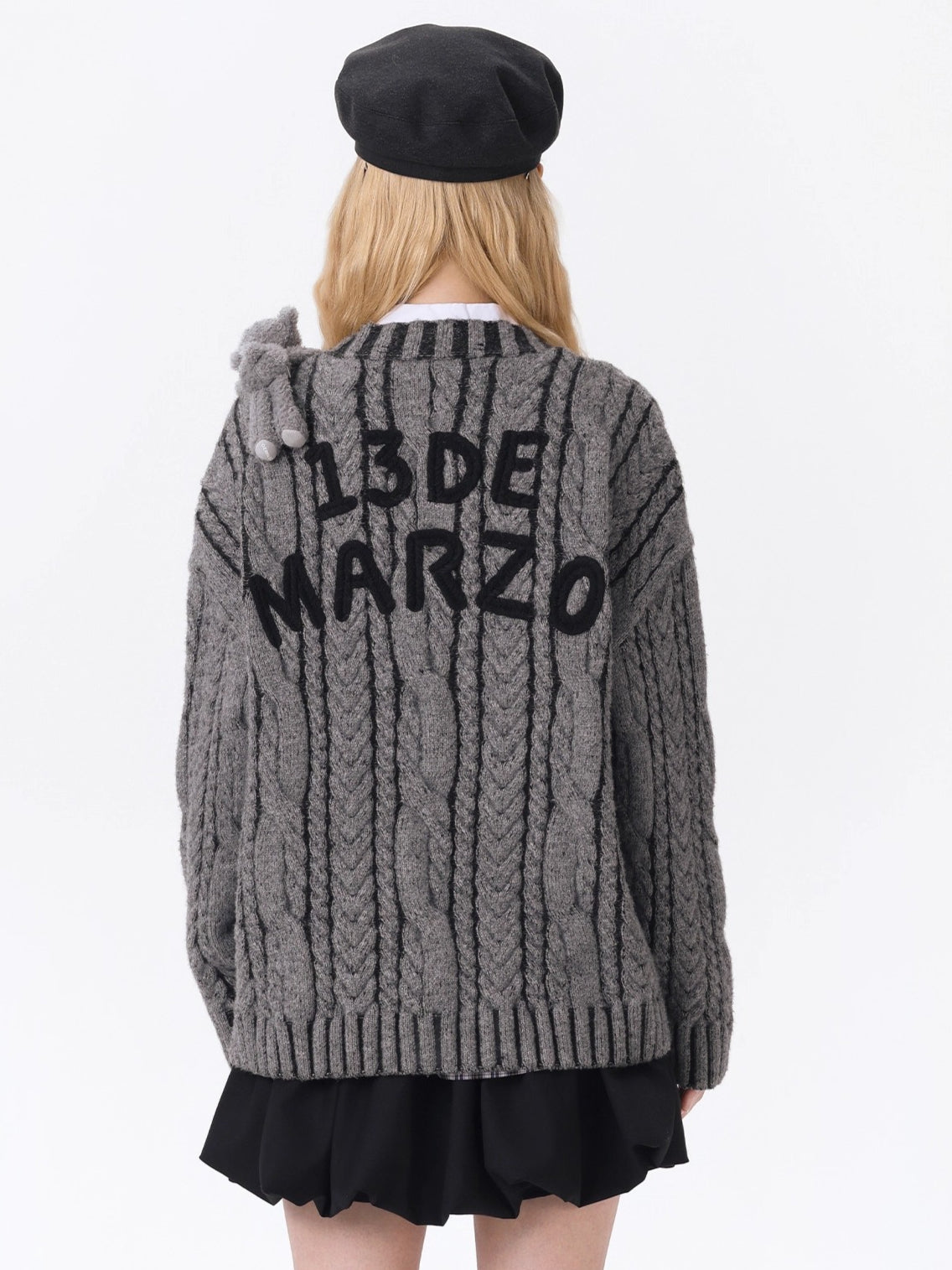 Twist-Knit Unisex V-Neck Cardigan