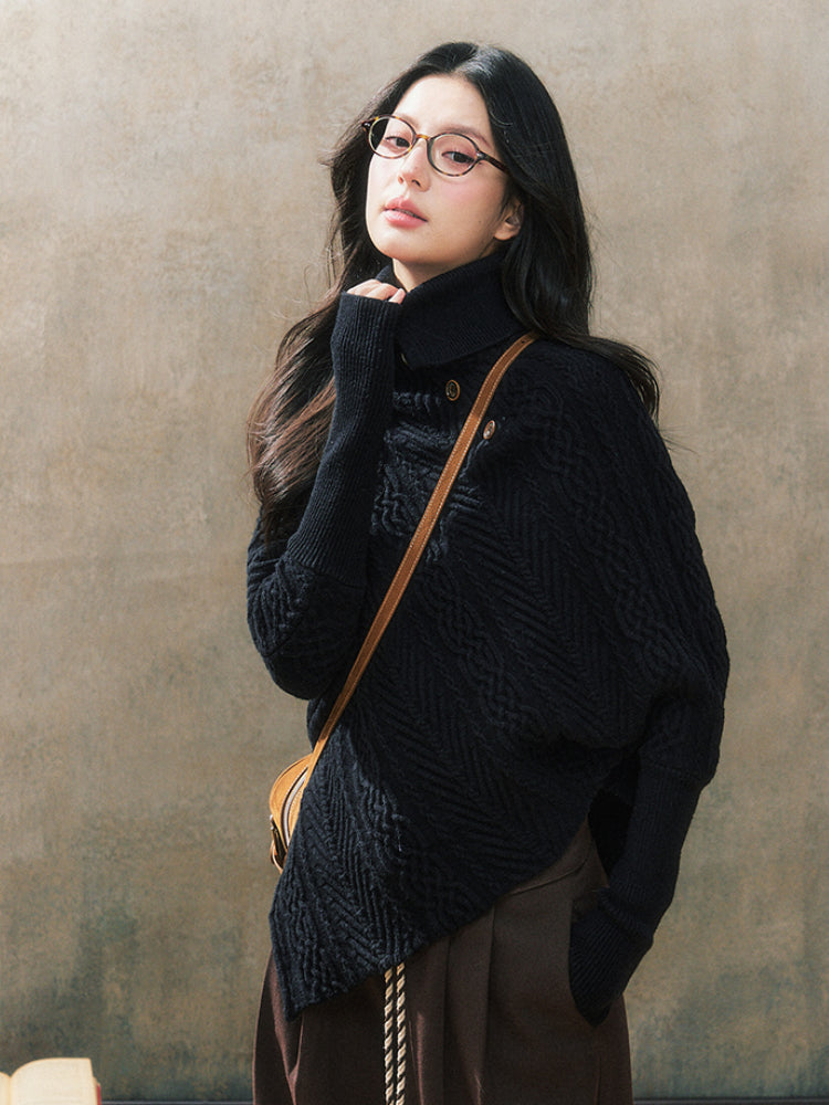 Two-Tone Round Neck Vintage Knit Sweater - CHINASQUAD
