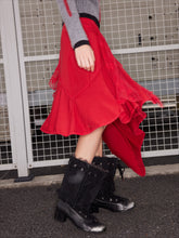 Wool Lace Patchwork Asymmetrical Skirt - CHINASQUAD