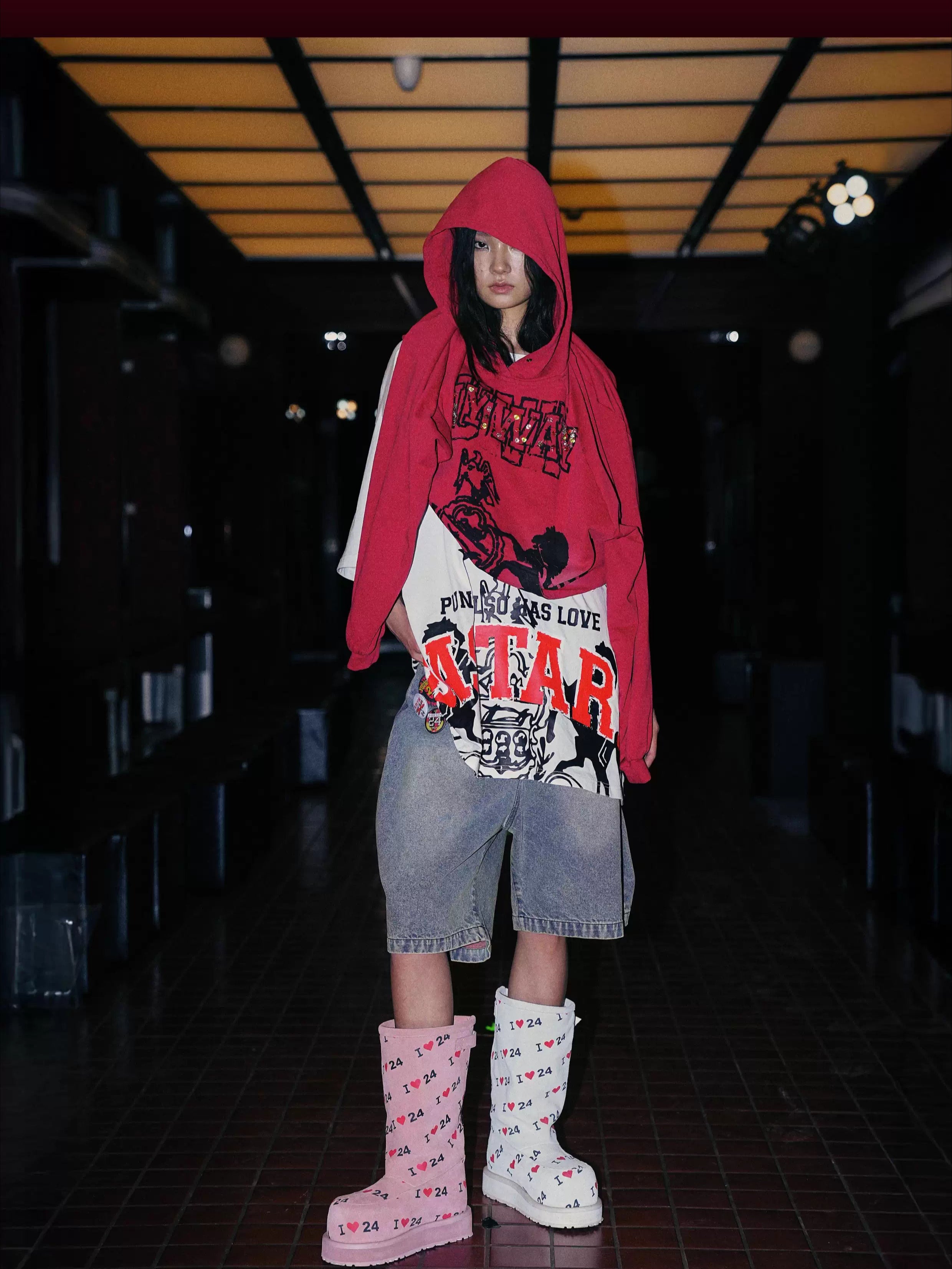 Letter Print Suede Snow Boots