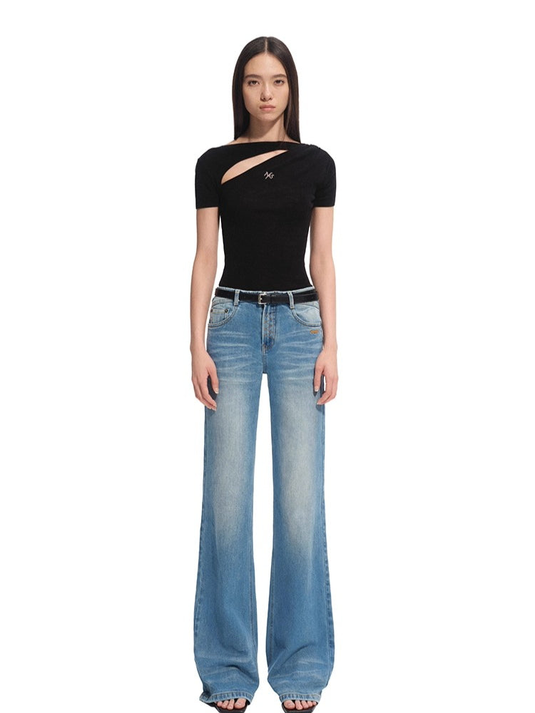 Natural Waist Fitted Straight Jeans - CHINASQUAD