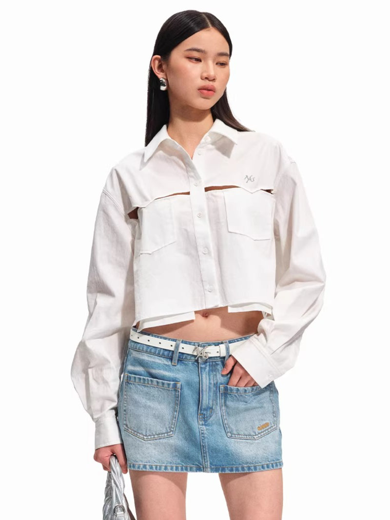 Hyde Lyocell-Cotton Cutout Cropped Shirt