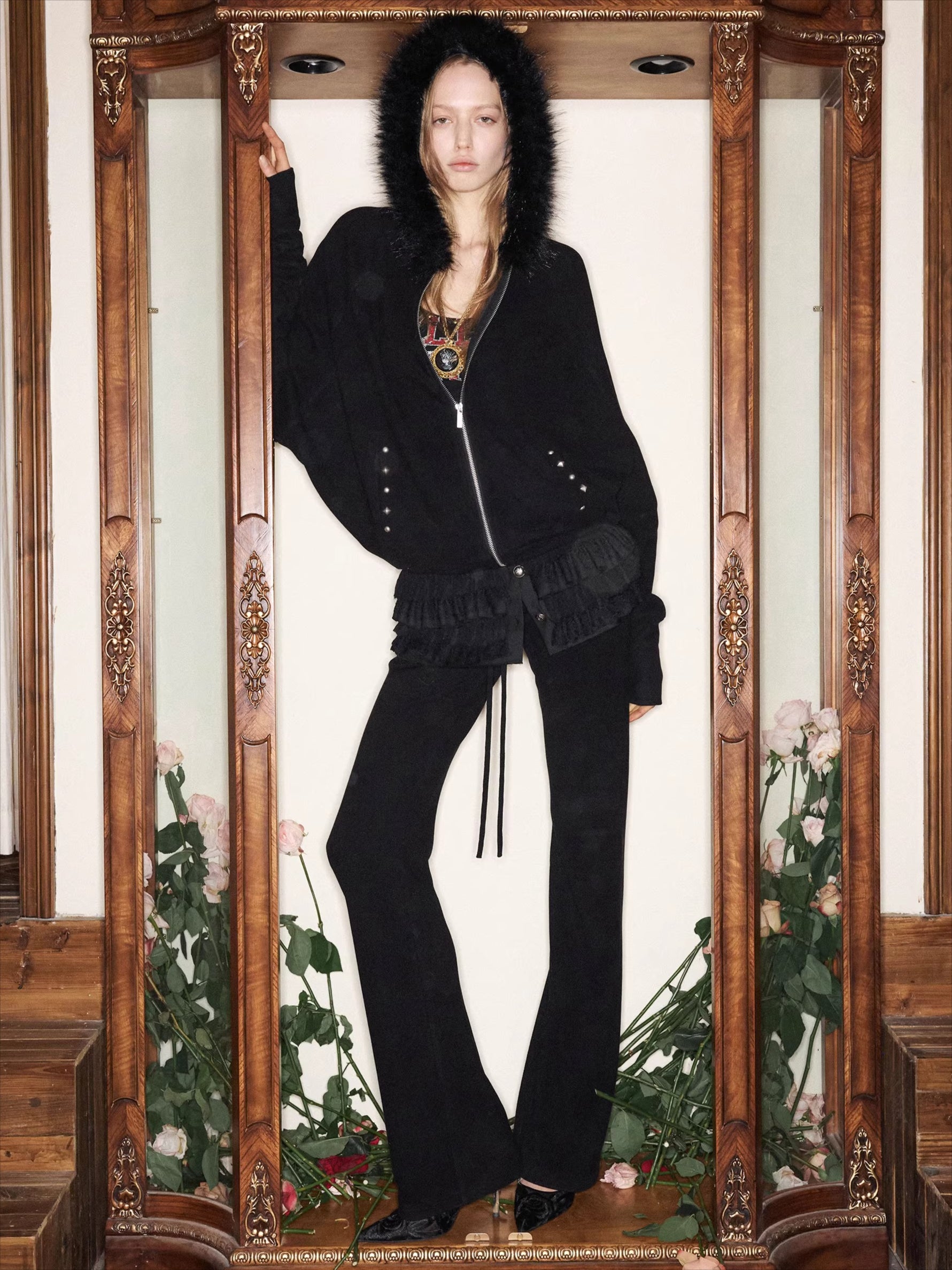 Batwing Hoodie & Drawstring Flared Pants Set