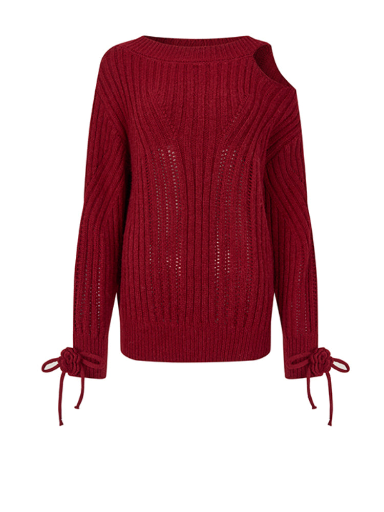 Two-Way Bowknot Irregular Sweater - CHINASQUAD