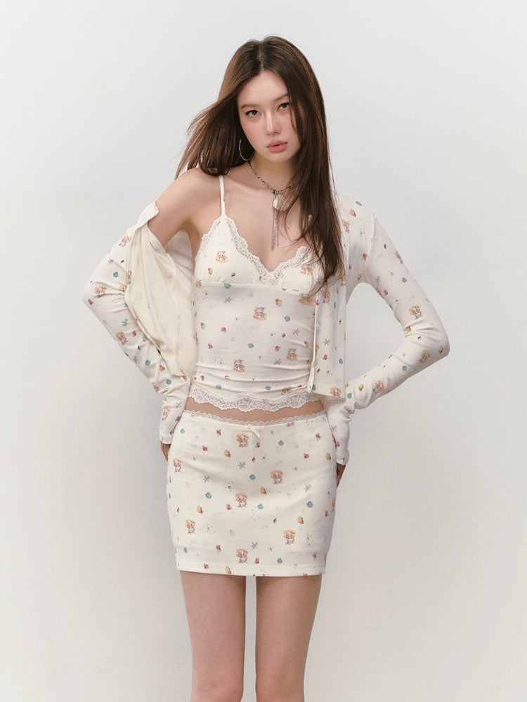 Printed Lace Trimmed Camisole - CHINASQUAD