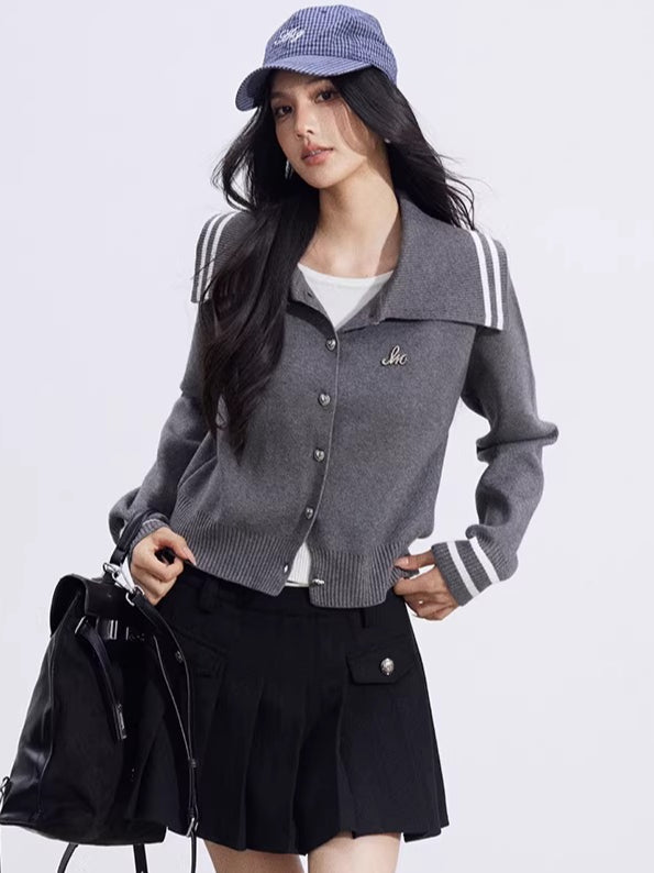 Preppy Layered Collar Knit Cardigans