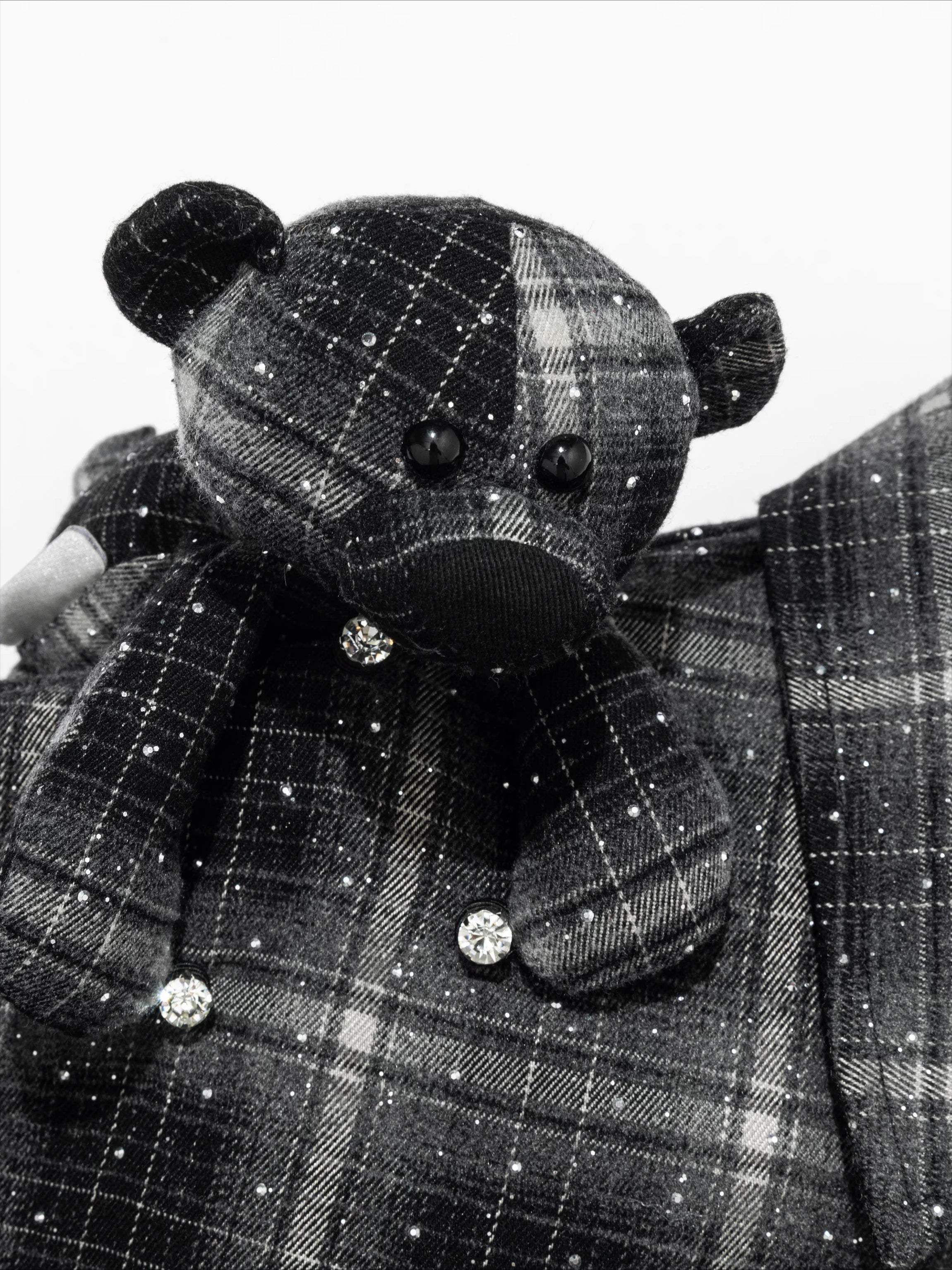 Vintage Plaid Crystal Bear Mid-Length Shirt