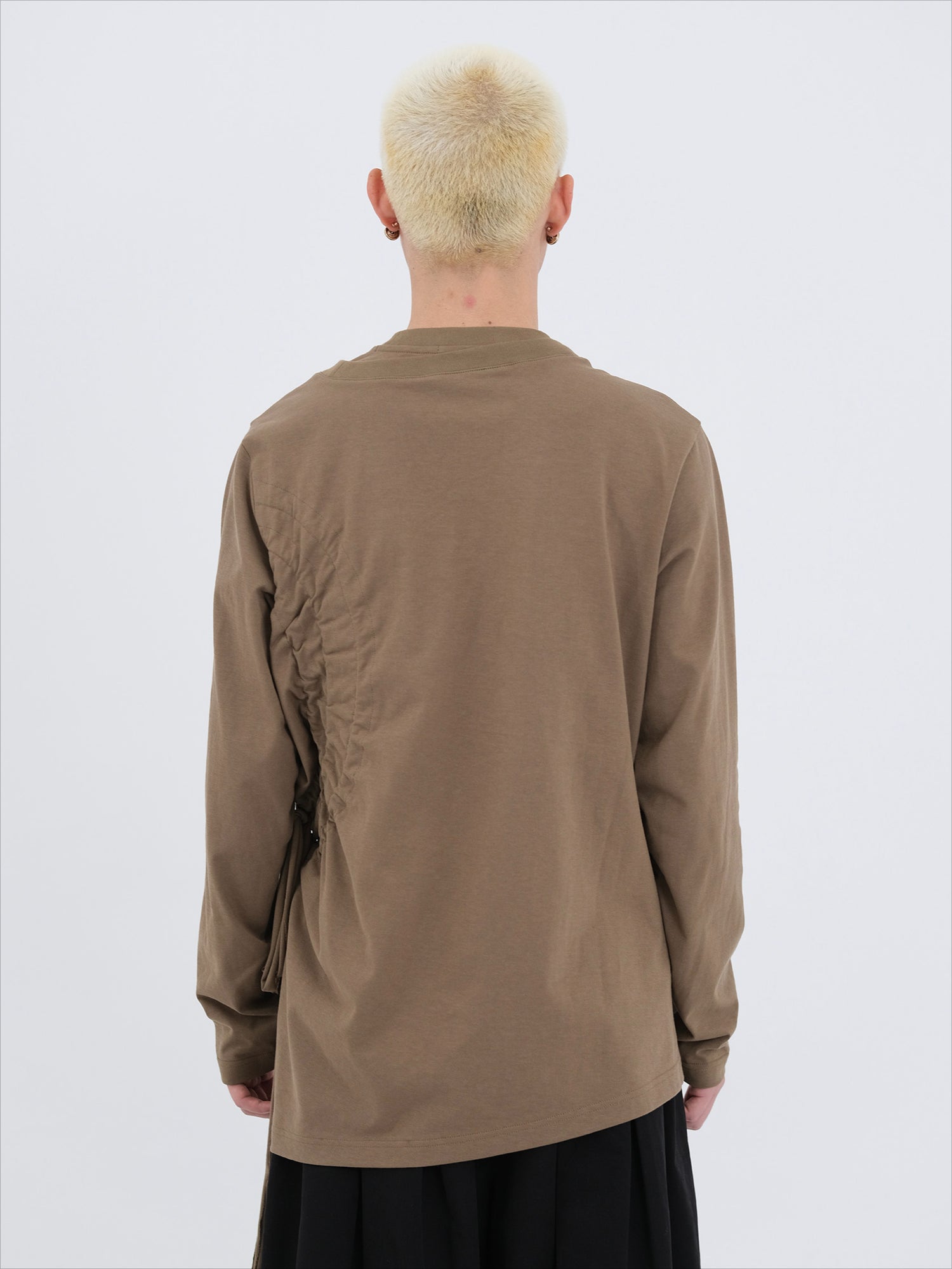 Ochre & Light Brown Drawstring Long-Sleeve T-Shirt - CHINASQUAD
