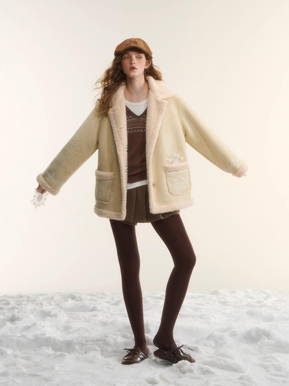 Suede Embroidered Fleece-Lined Jacket