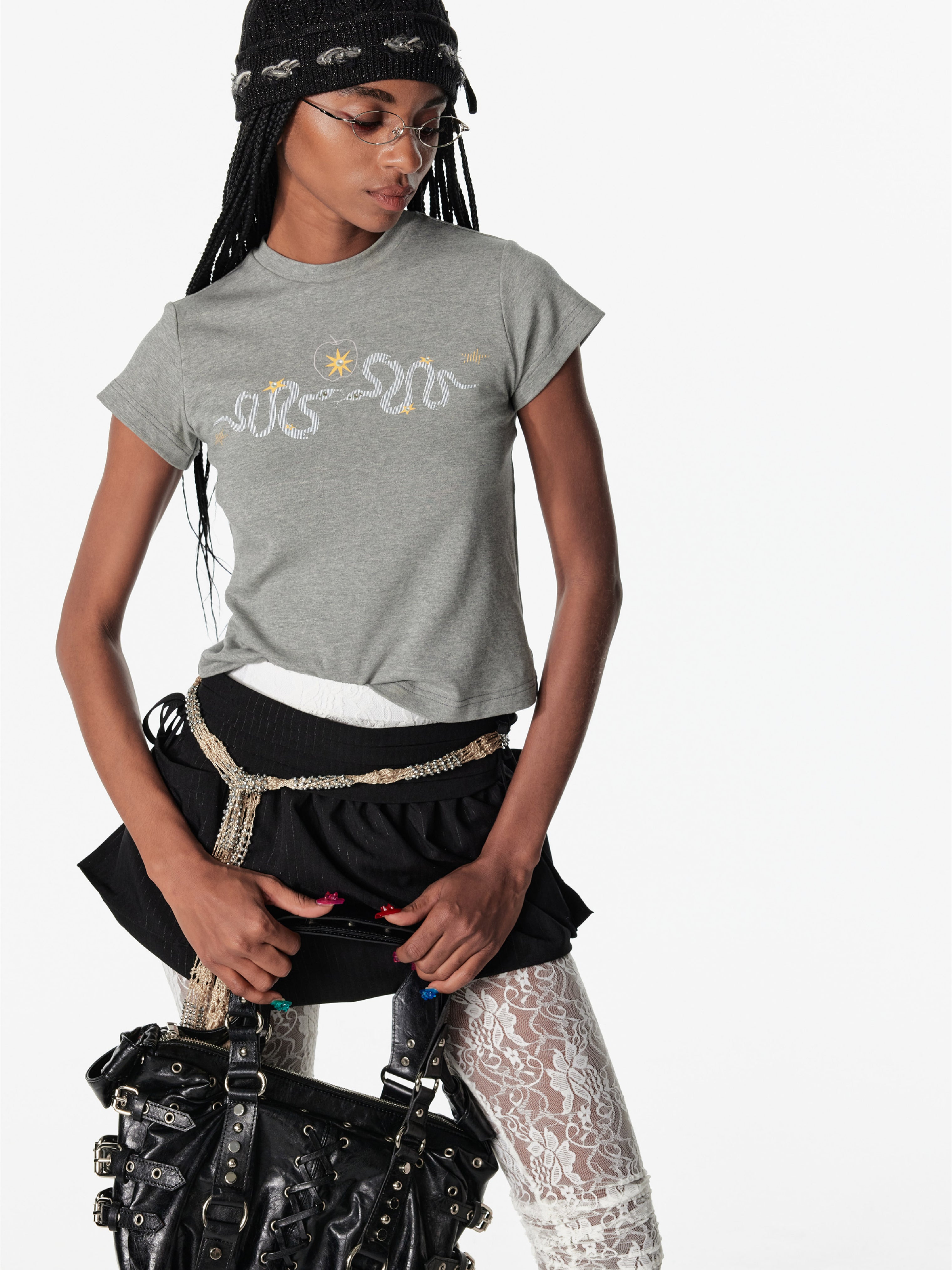 Punk Snake Embroidered T-shirt - CHINASQUAD