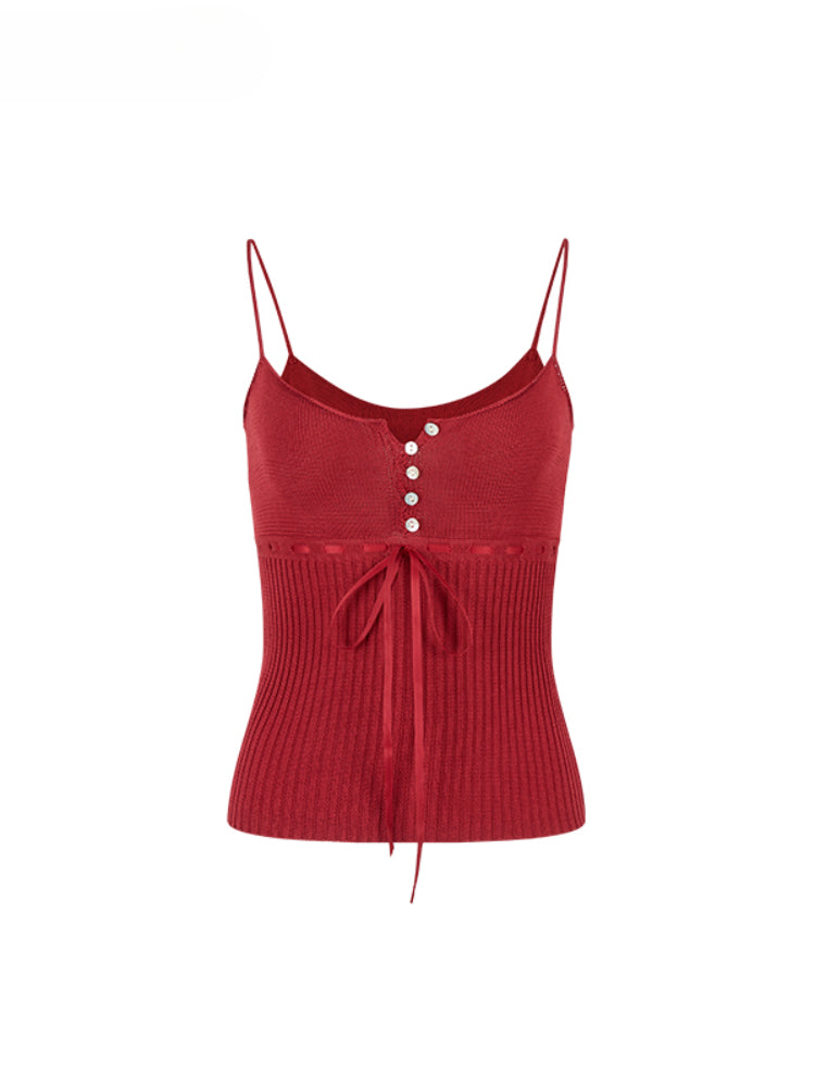 Button Lyocell Knit Tank Top - CHINASQUAD