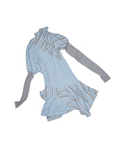 Blue-Gray Striped Irregular Patchwork Dress - CHINASQUAD