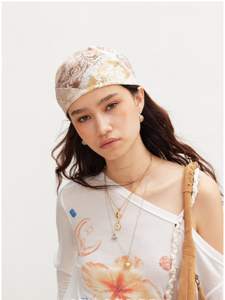 Printed Tie-Up Silk Scarf Headscarf Head Wrap - CHINASQUAD