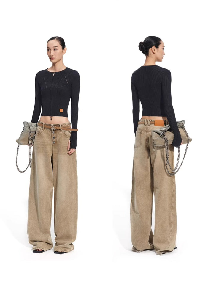 Batwing Knit Zip-Up Cardigan - CHINASQUAD