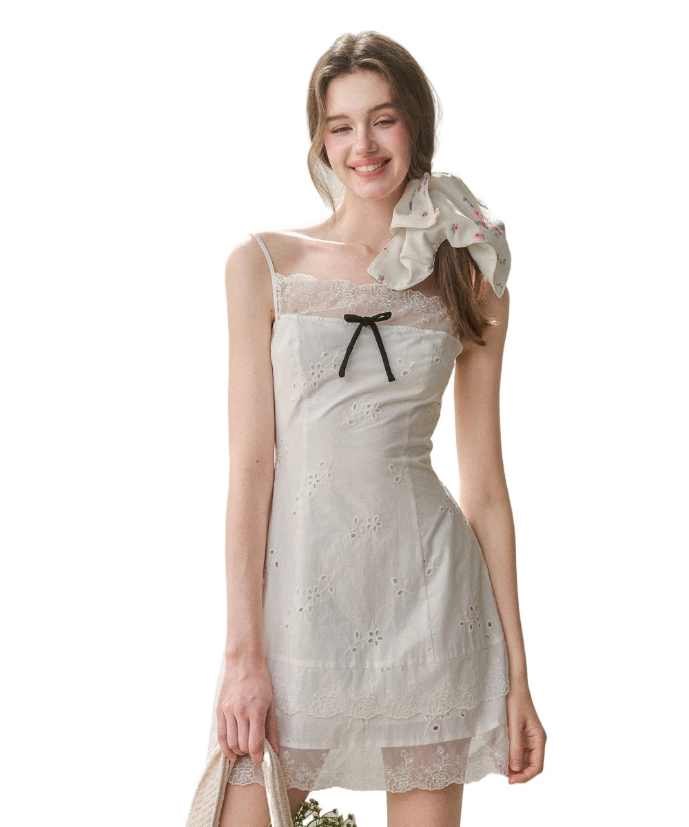 Cotton Embroidered Lace Slip Dress - CHINASQUAD