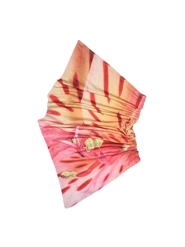 Slanted Shoulder Wrinkle-Printed Floral Vest - CHINASQUAD