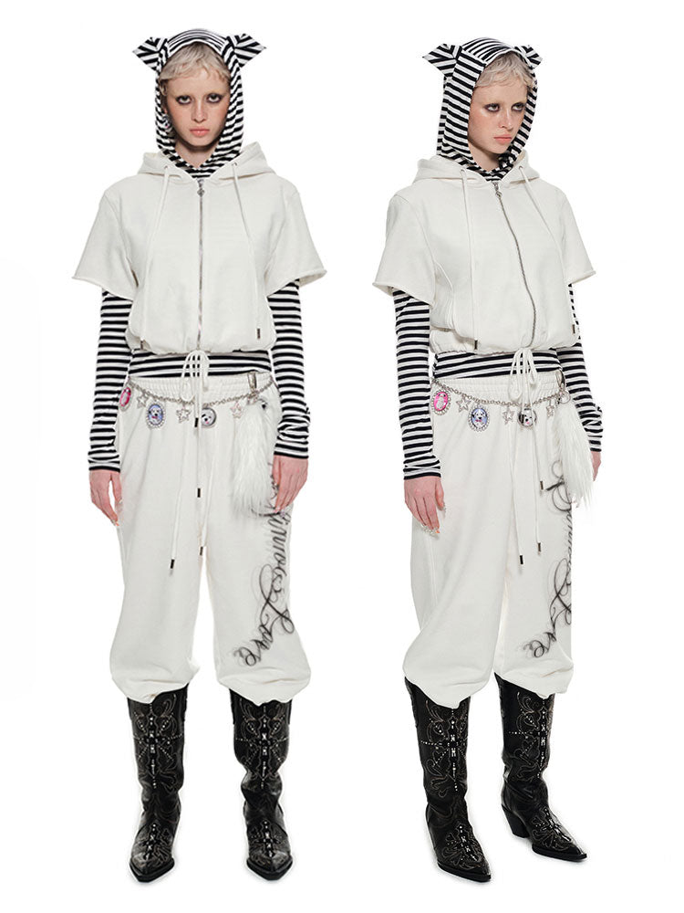 Letter Print Loose Elastic Cuffs Joggers - CHINASQUAD