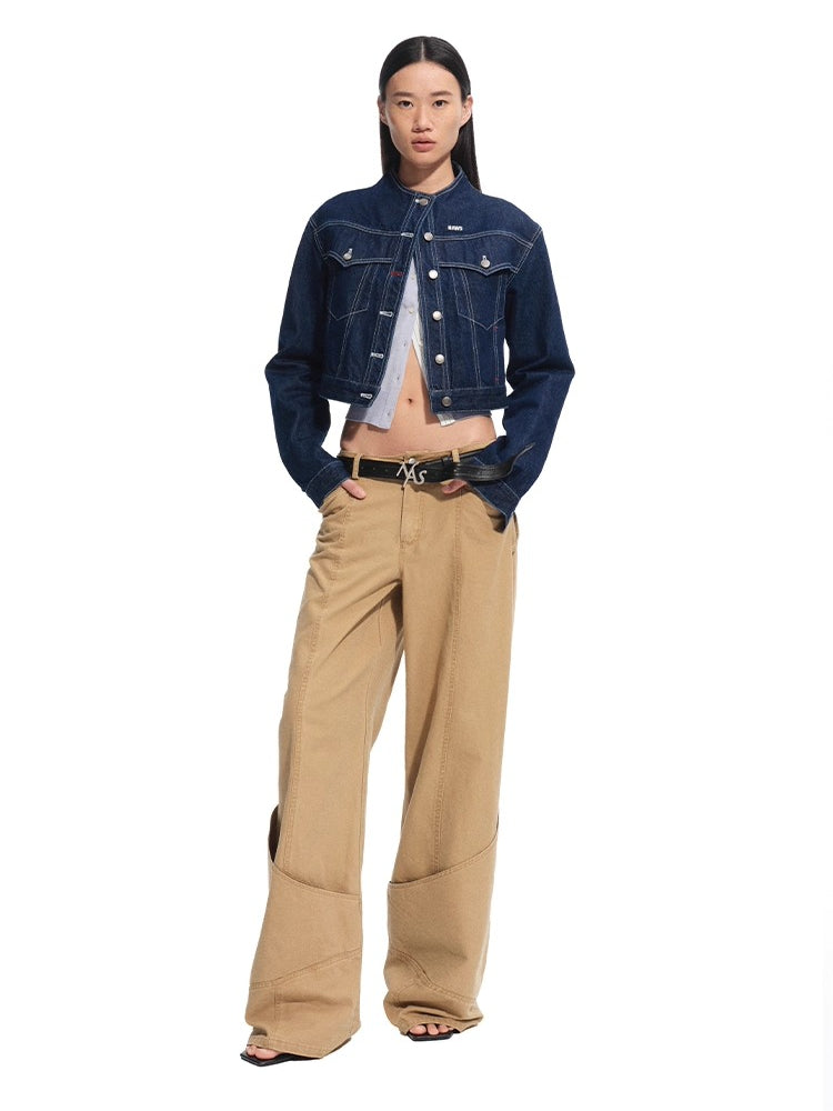 Washed Distressed Large Pockets Wide-Leg Pants - CHINASQUAD