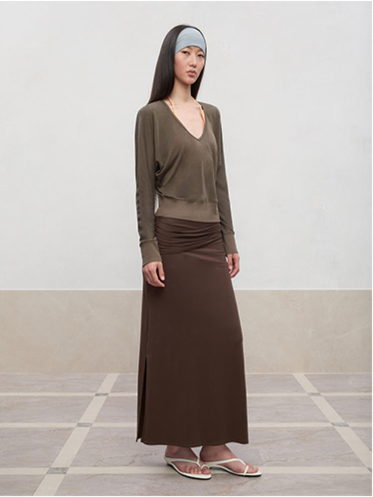 Lyocell-Linen V-Neck Knit Cover-up