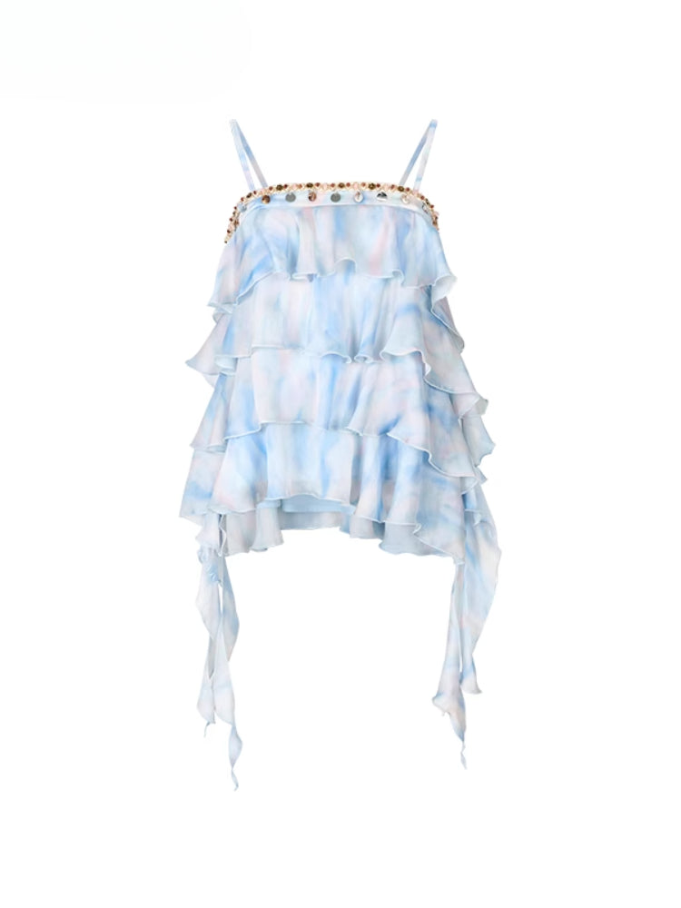 Ribbon-Strap Cake Top & Skirt Set - CHINASQUAD