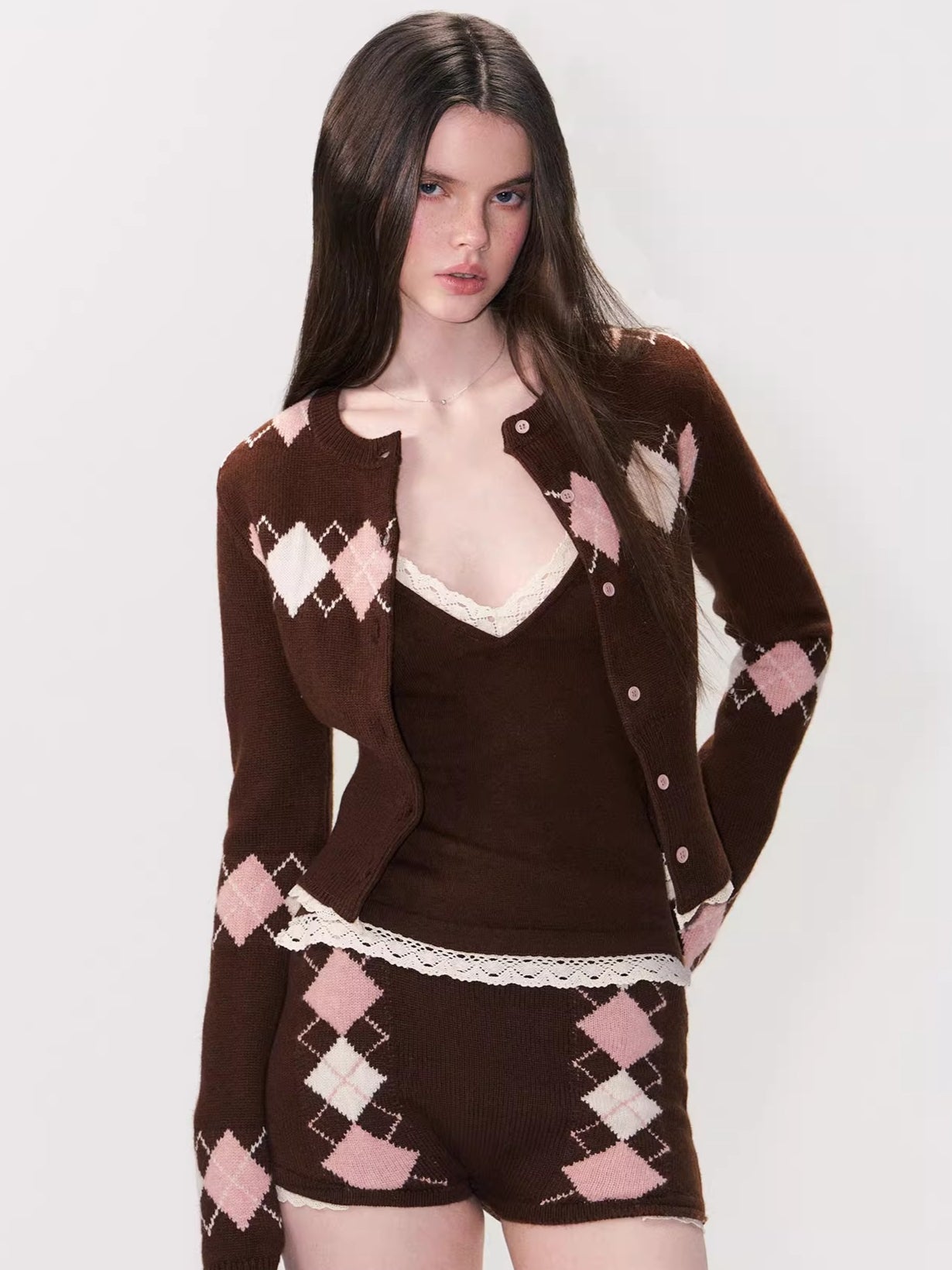 Wool Blend Knit Three-Piece Set