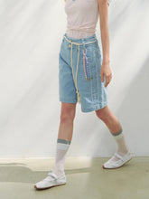 Lace-adorned Polka-dot Denim Capri Pants - CHINASQUAD