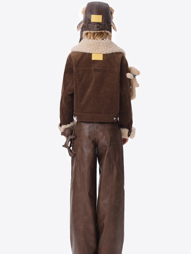 Faux Leather Straight-Leg Pants