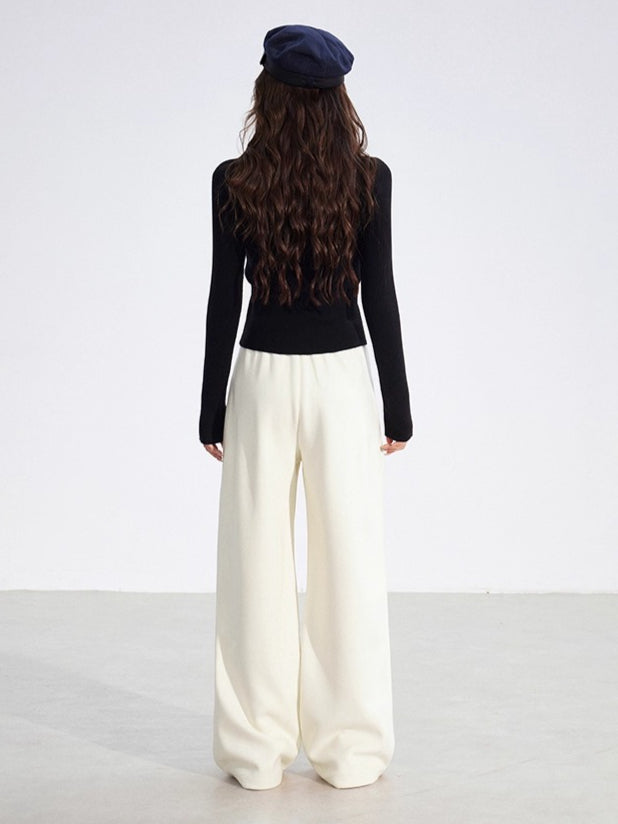 Chenille Fleece-Lined Wide-Leg Pants