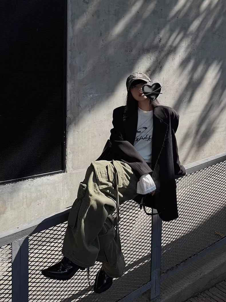 Vintage Washed Fringe-Edge Casual Blazer