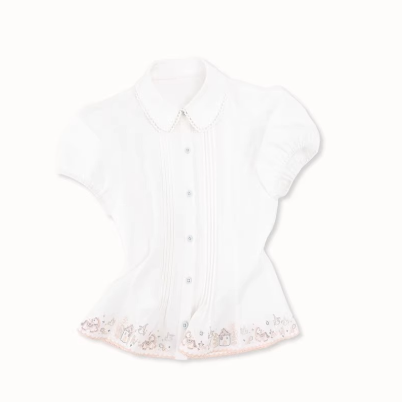 Embroidered Peter Pan Collar Blouse