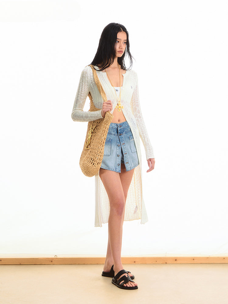 Anti-Pilling Round Neck Lightweight Knit Cardigan - CHINASQUAD