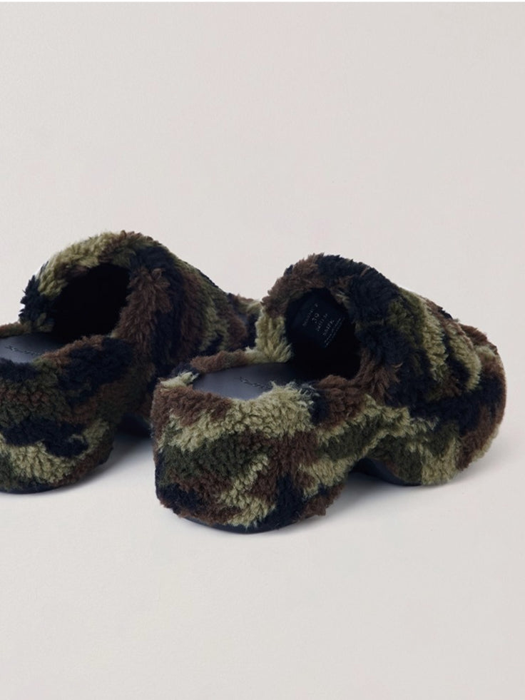 Cross Relic Shearling Heel Mules