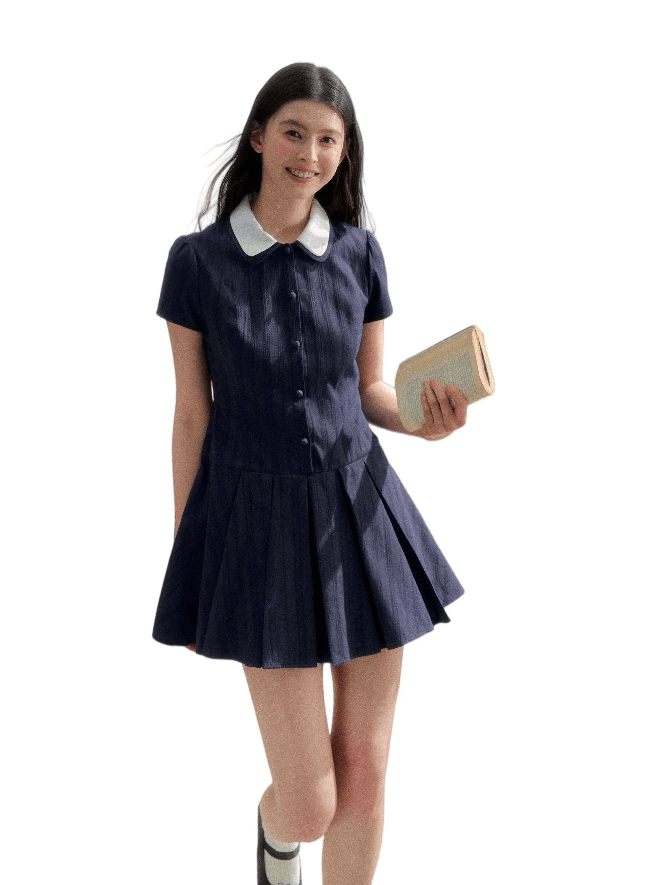 Preppy Vintage Short Sleeve Shirt Dress