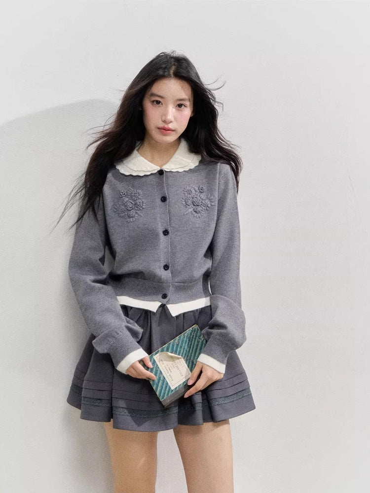 Crochet White Doll Collar Cardigan