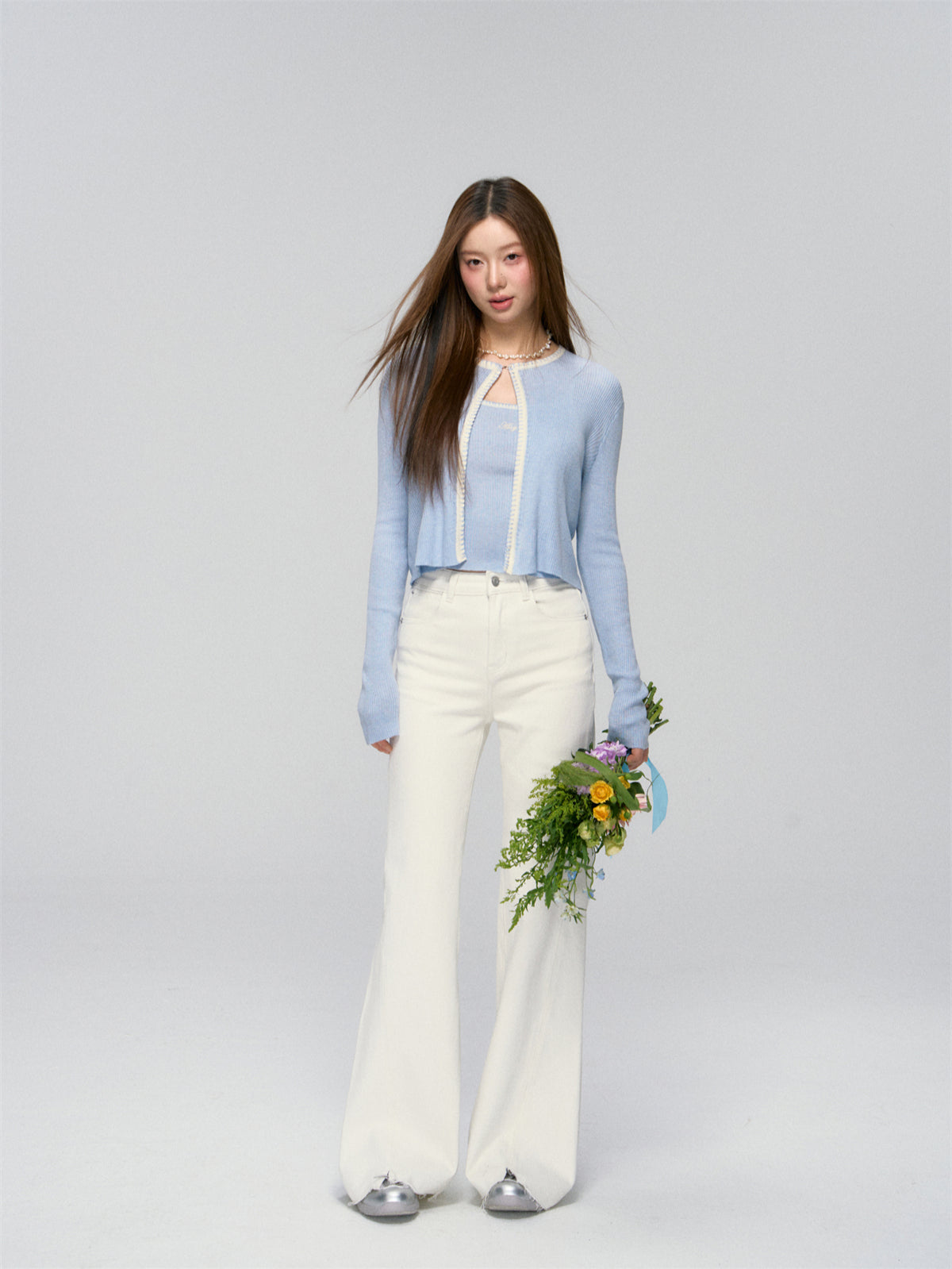 Shell Trim Knit Cardigan Set - CHINASQUAD