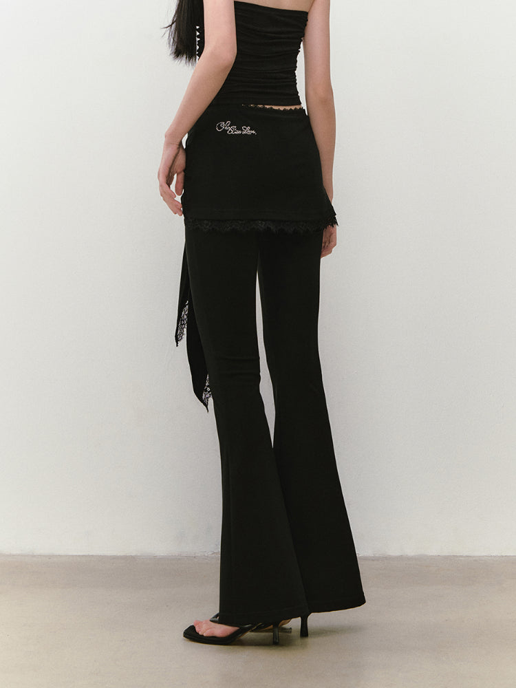 Lace-Trimmed Tie-Waist Lyocell Trousers - CHINASQUAD
