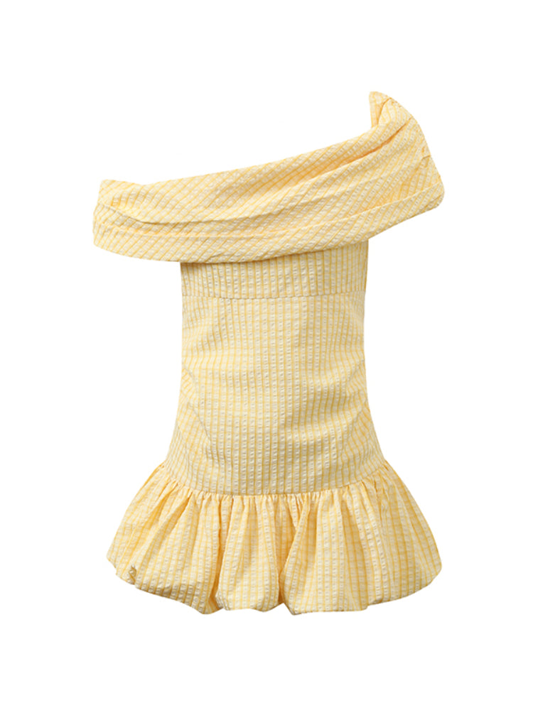 Yellow Plaid Smocked Dress - CHINASQUAD
