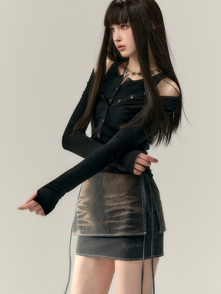 Two-Piece Style Convertible Long Sleeve Vest Top - CHINASQUAD