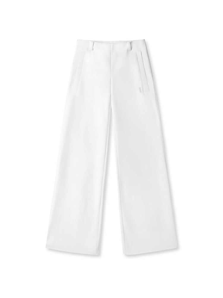 Shell white Mid-rise Fitted Flare Pants - CHINASQUAD
