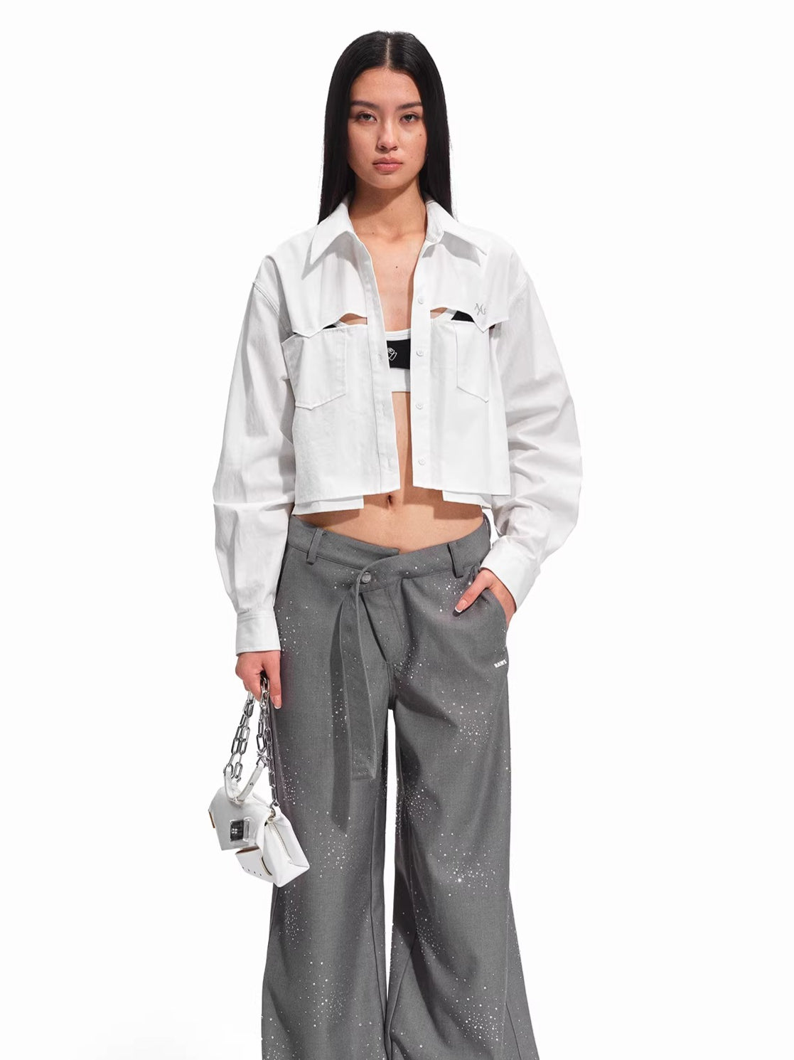 Hyde Lyocell-Cotton Cutout Cropped Shirt